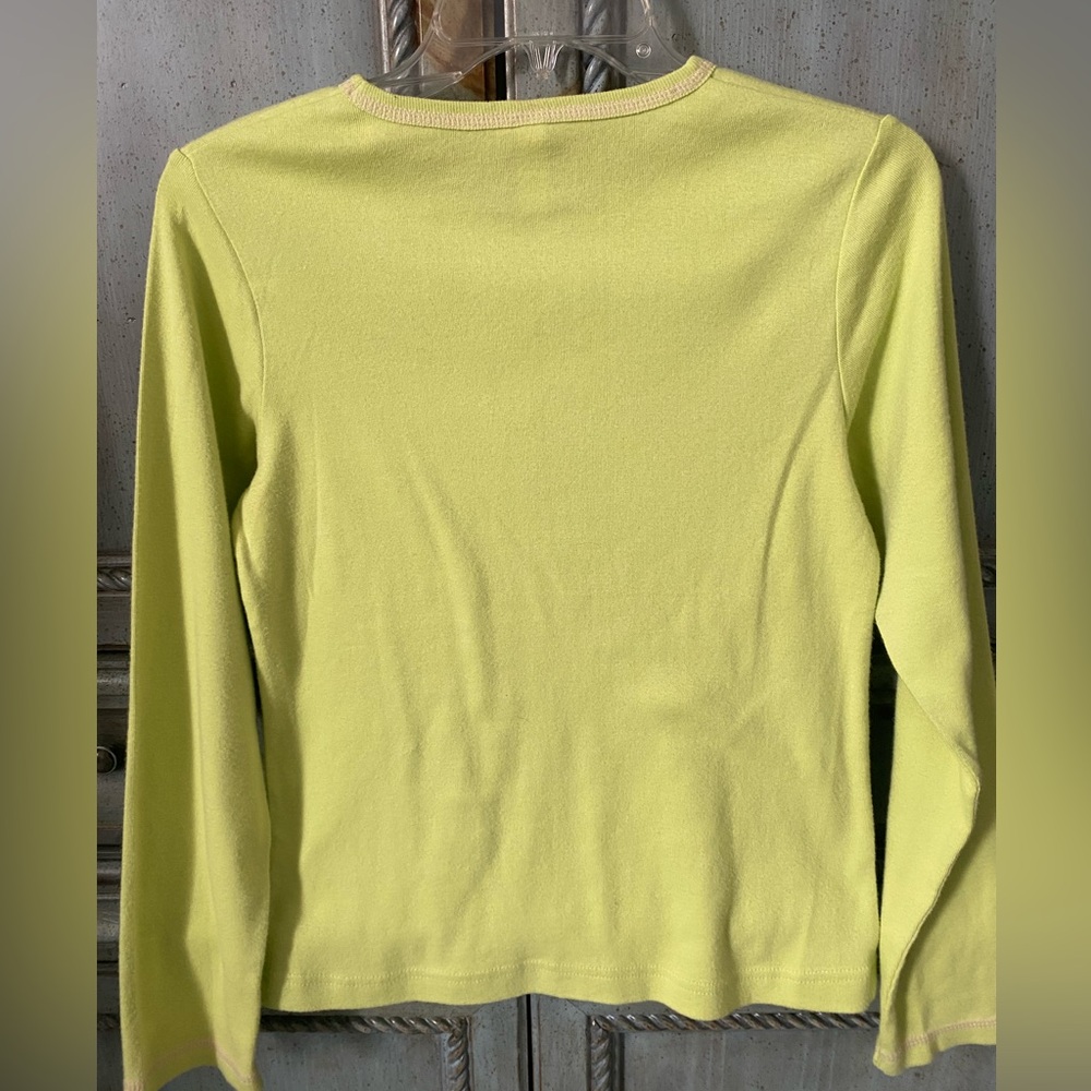 HUE Lime Green Tee Accented with Pink and Black Polka Dot Boot Appliqué - Picture 7 of 7